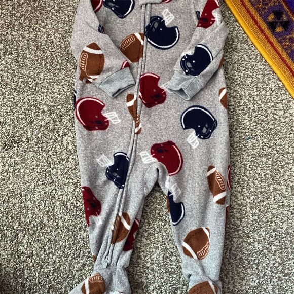 Carter's Baby Boy Football Fleece Footed Pajamas 9 Months - Picture 1 of 2